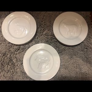 BonJour French Porcelain Sheep/Cow/Goat 6 Plates